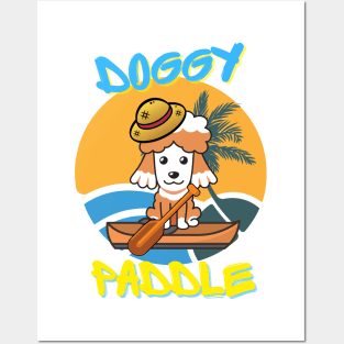 Cute French poodle doing the doggy paddle on a boat Posters and Art